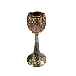 Moser Antique Gold Gilt Bohemian Small Glass 5.5” Tall